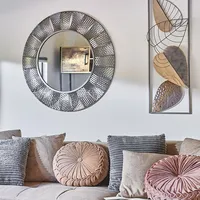 Espejo Pared Forma Redonda 80.5x80.5 cm Plateado Groso