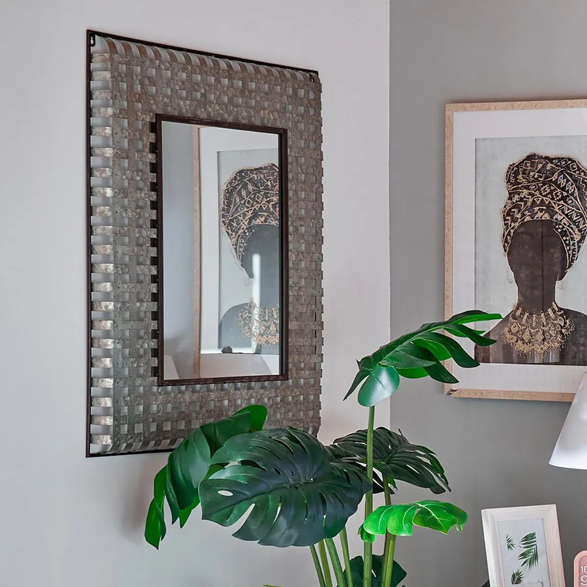 HOMY - Espejo deco metal rectangular 71x91 cm