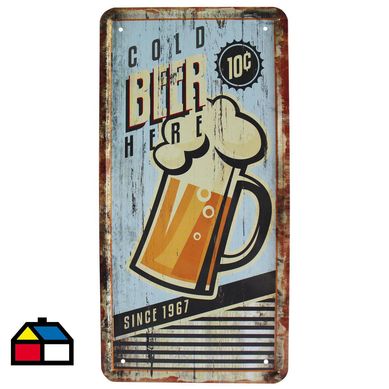 Lamina metal cerveza 30x15 cm