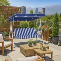 Sillón columpio 3 personas rayas azul