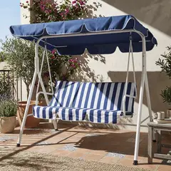 JUST HOME COLLECTION - Sillón columpio 3 personas rayas azul