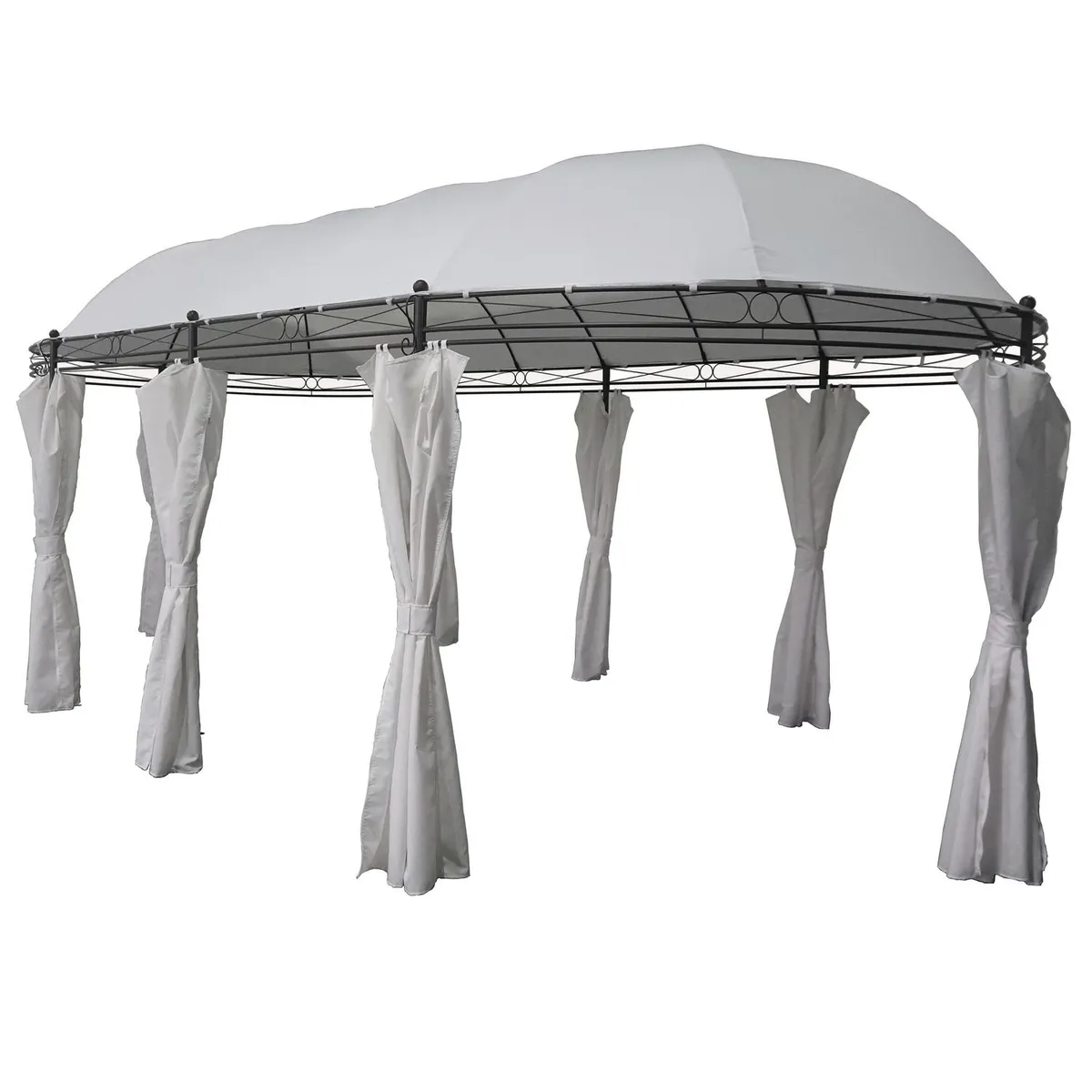 JUST HOME COLLECTION - Pérgola Ovalada Blanco Poliéster 600x300x270 cm