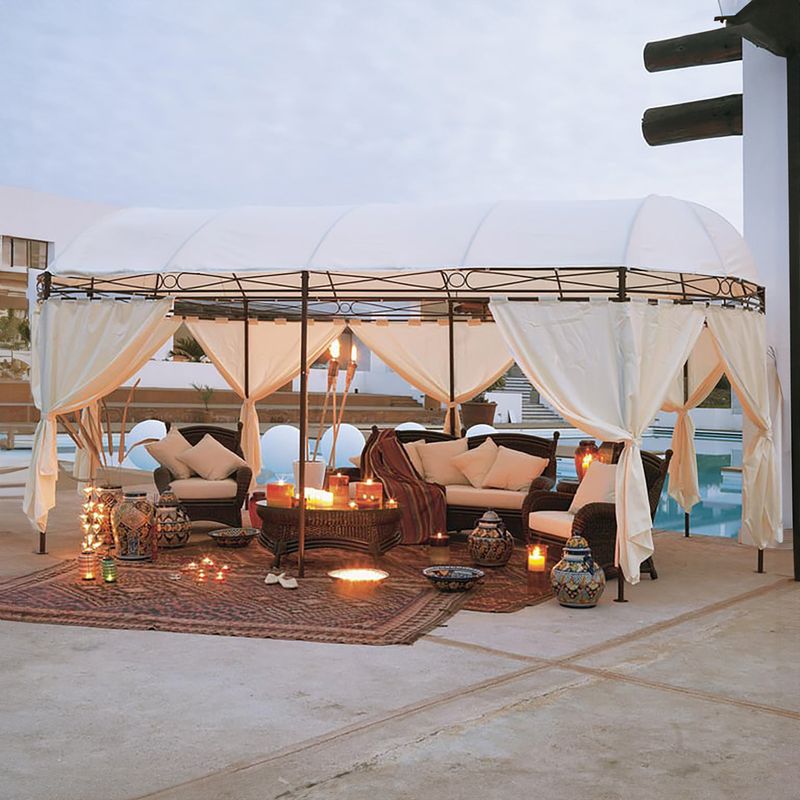 JUST HOME COLLECTION - Pérgola Ovalada Blanco Poliéster 600x300x270 cm