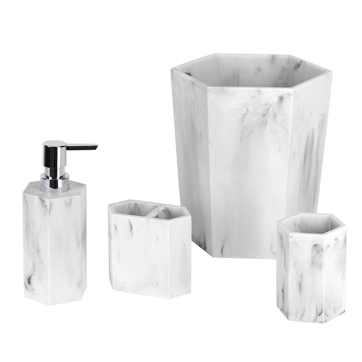 JUST HOME COLLECTION - Set baño 4 piezas stone con basurero