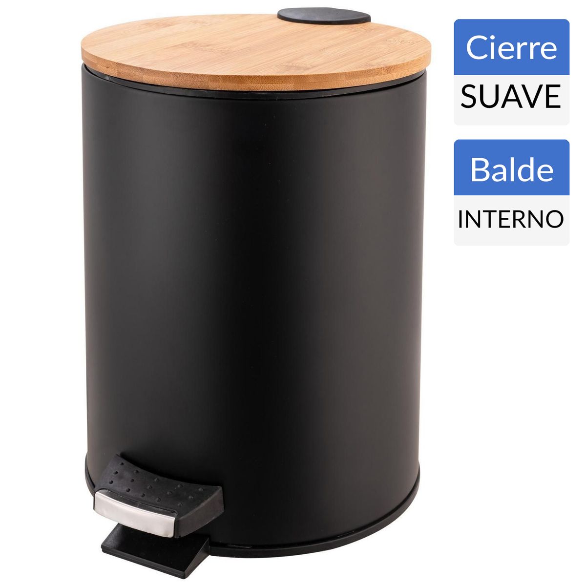 JUST HOME COLLECTION - Basurero 5 Litros Plástico Negro