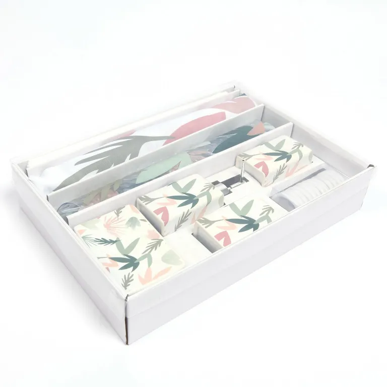 Set Baño 8 Piezas Hojas Multicolor
