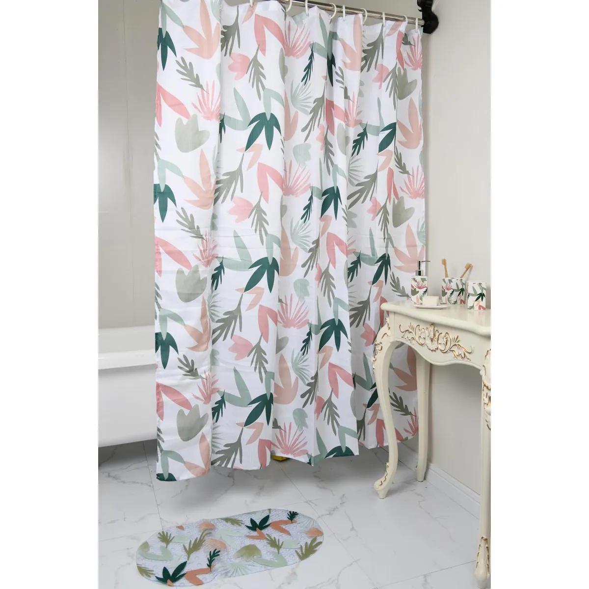 JUST HOME COLLECTION - Set baño 8 piezas hojas multicolor