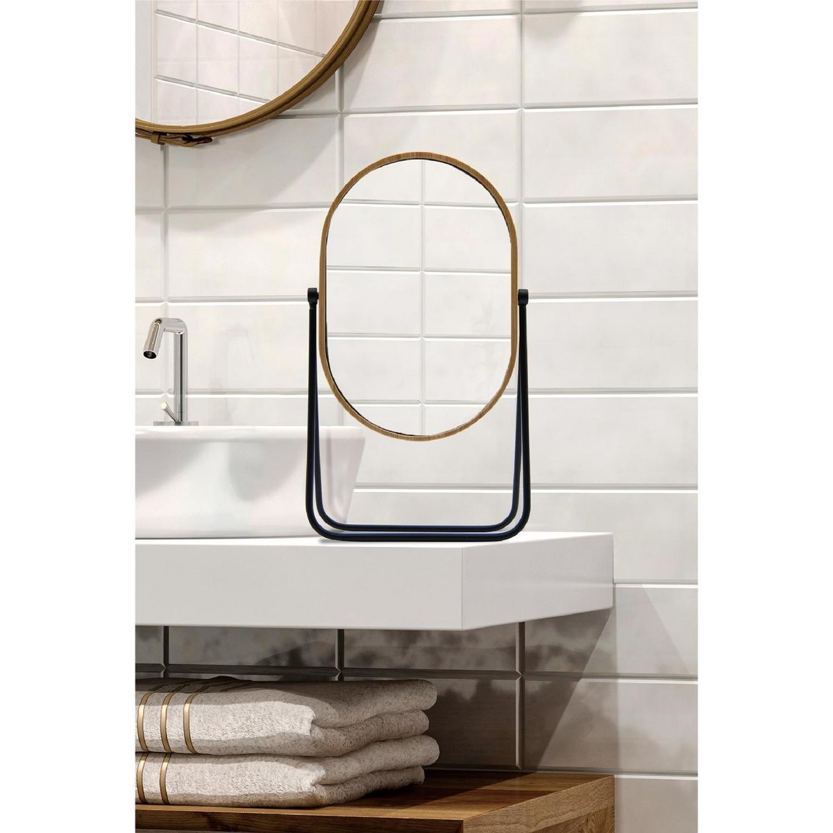 JUST HOME COLLECTION - Espejo Baño Simple 12x20.5 cm Negro Bambu