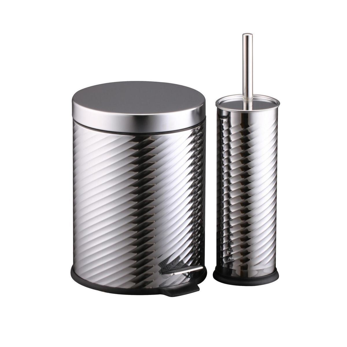 JUST HOME COLLECTION - Set Papelera 5 Litros/Cepillo Plata