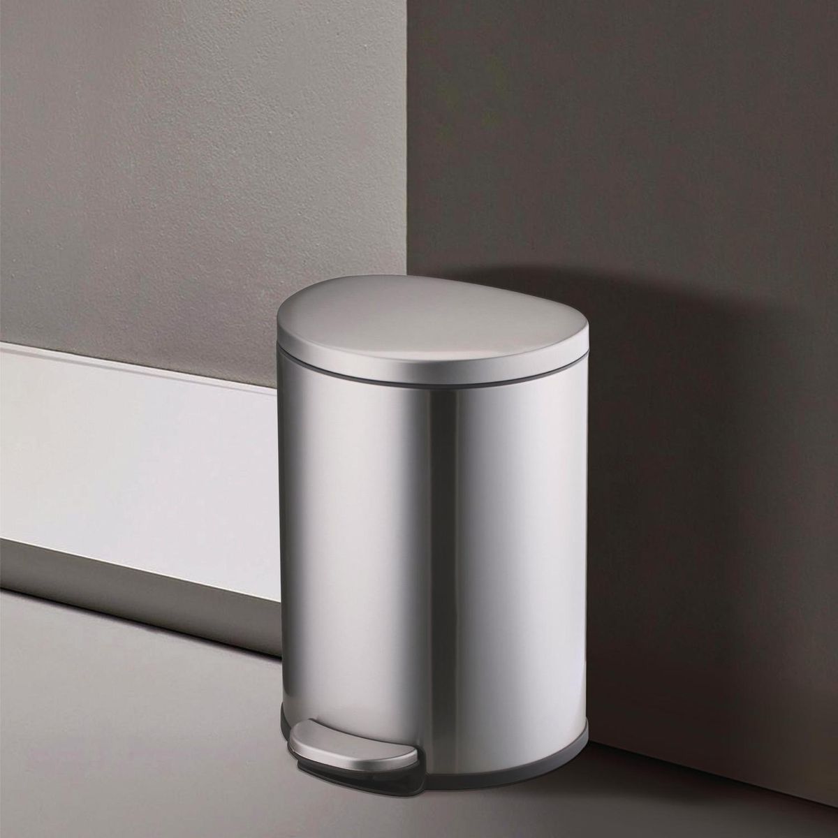 JUST HOME COLLECTION - Papelera 11 Litros Metal Plata