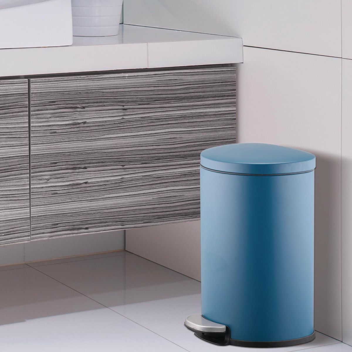 JUST HOME COLLECTION - Papelera 7 Litros Metal Azul