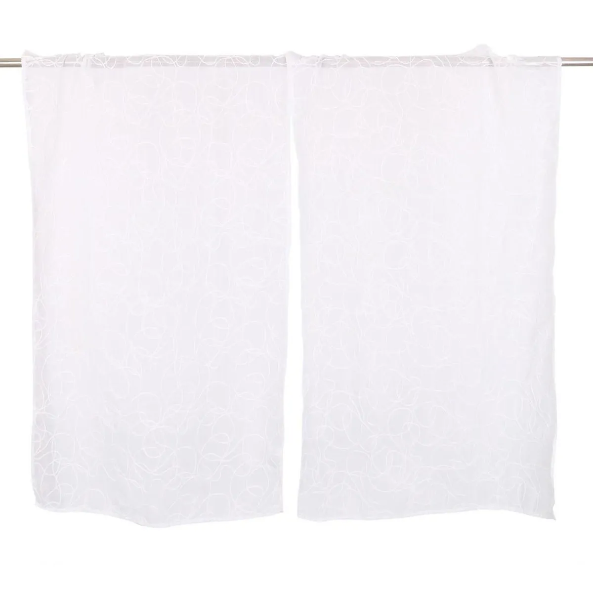 JUST HOME COLLECTION - Set 3 cortina cocina broderie blanca