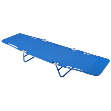 Reposera plegable textileno azul.