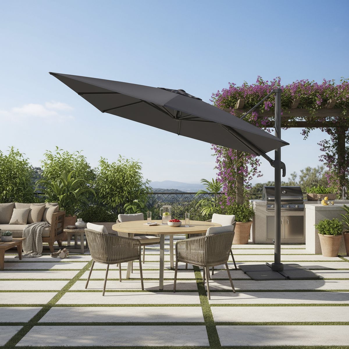 JUST HOME COLLECTION - Quitasol Uv 50 Poliéster 3x2.57 metros Gris