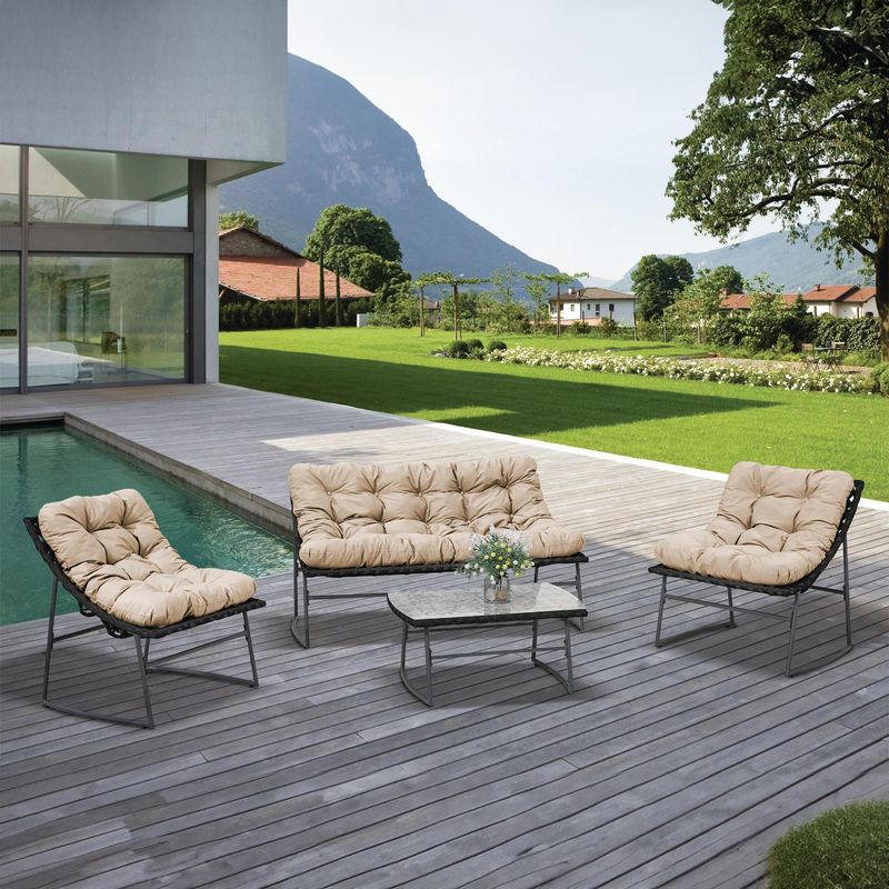 JUST HOME COLLECTION - Juego de Living de Terraza Florencia 4 Personas Beige