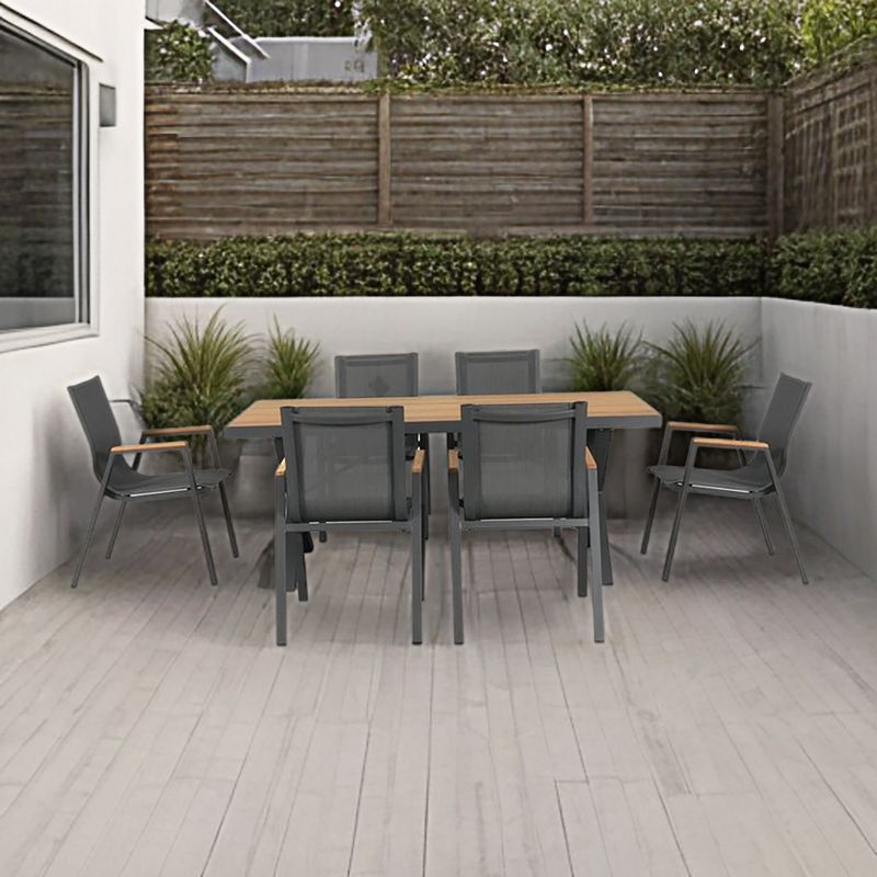 JUST HOME COLLECTION - Juego de Comedor de Terraza Munich 6 Personas Negro/Café