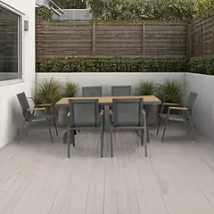 JUST HOME COLLECTION - Juego de Comedor de Terraza Munich 6 Personas Negro/Café