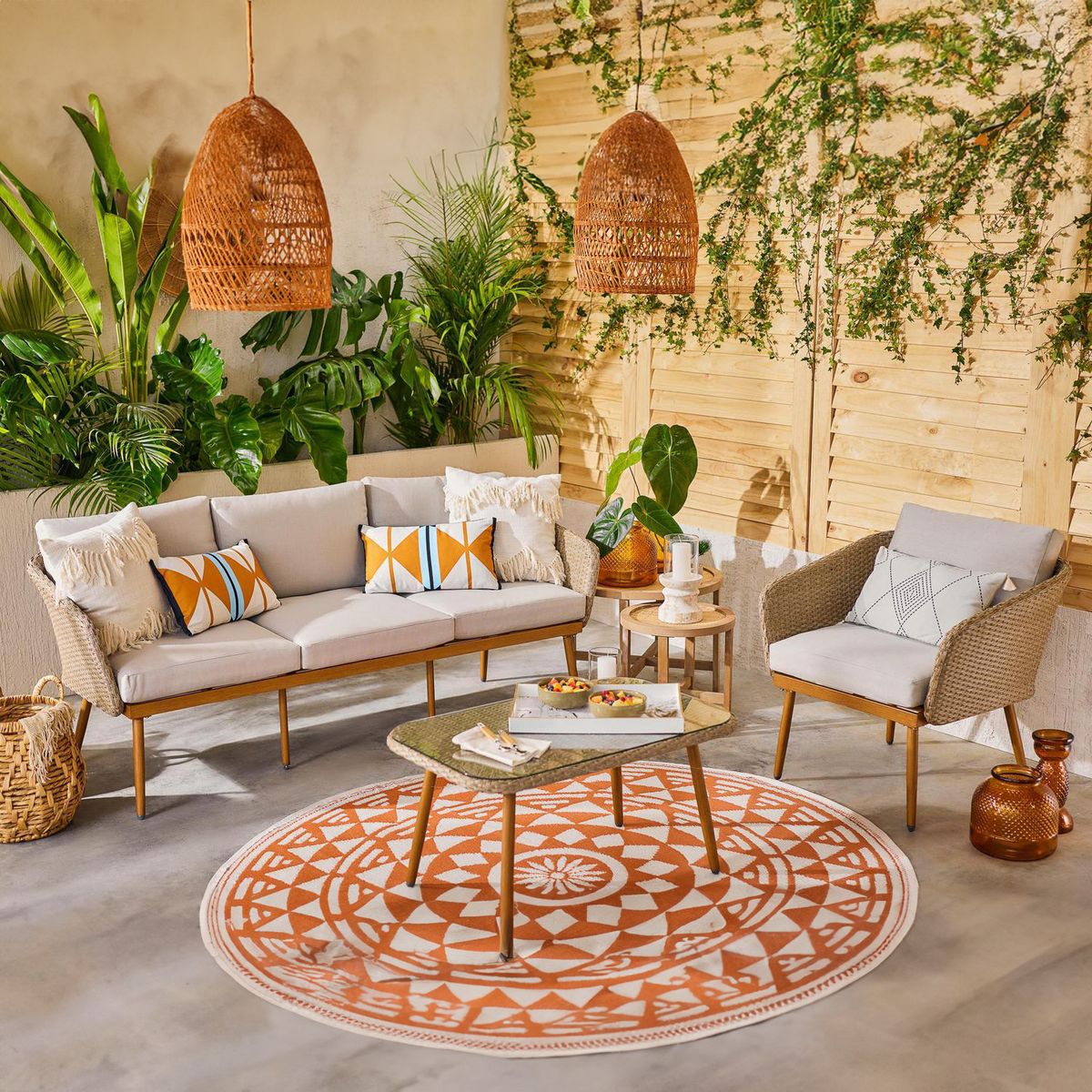 JUST HOME COLLECTION - Juego de Terraza Living Genova 5 Personas Beige