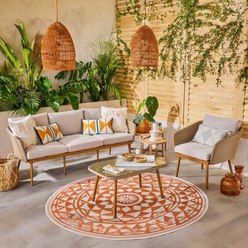 JUST HOME COLLECTION - Juego de Living de Terraza Genova 5 Personas Beige