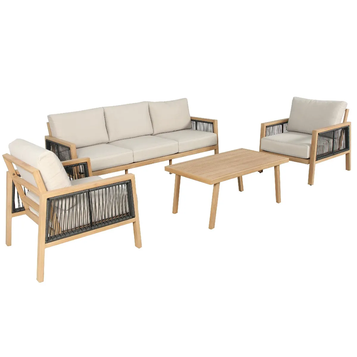 JUST HOME COLLECTION - Juego de Terraza Comedor Andalucia 5 Personas Beige