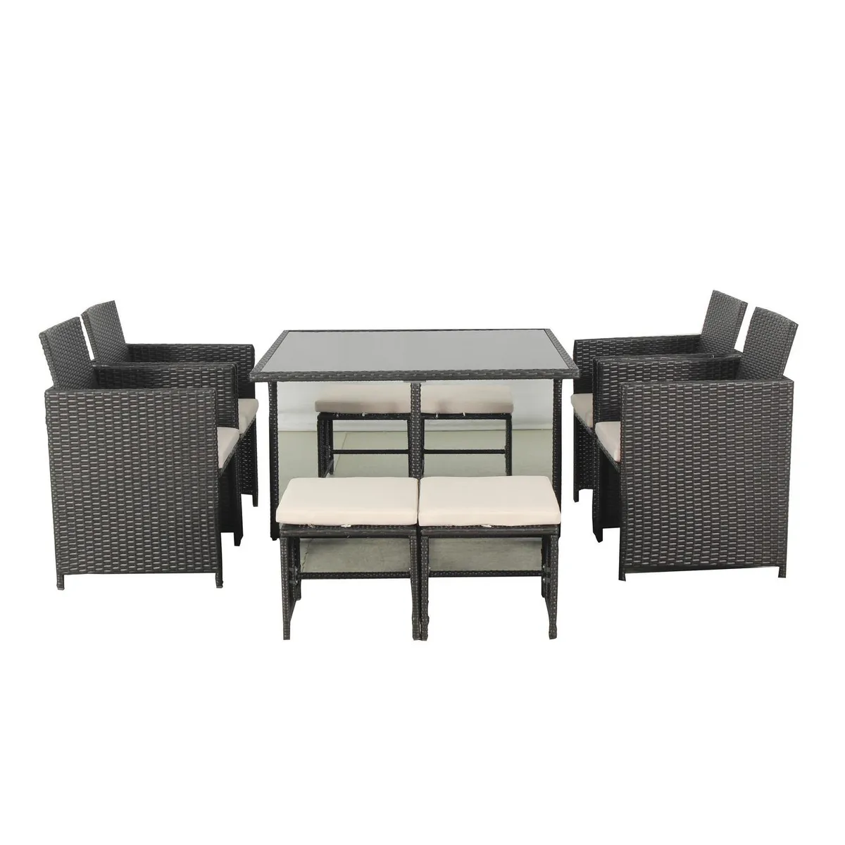 JUST HOME COLLECTION - Juego de Comedor de Terraza Boston 8 Personas Café Oscuro/Beige