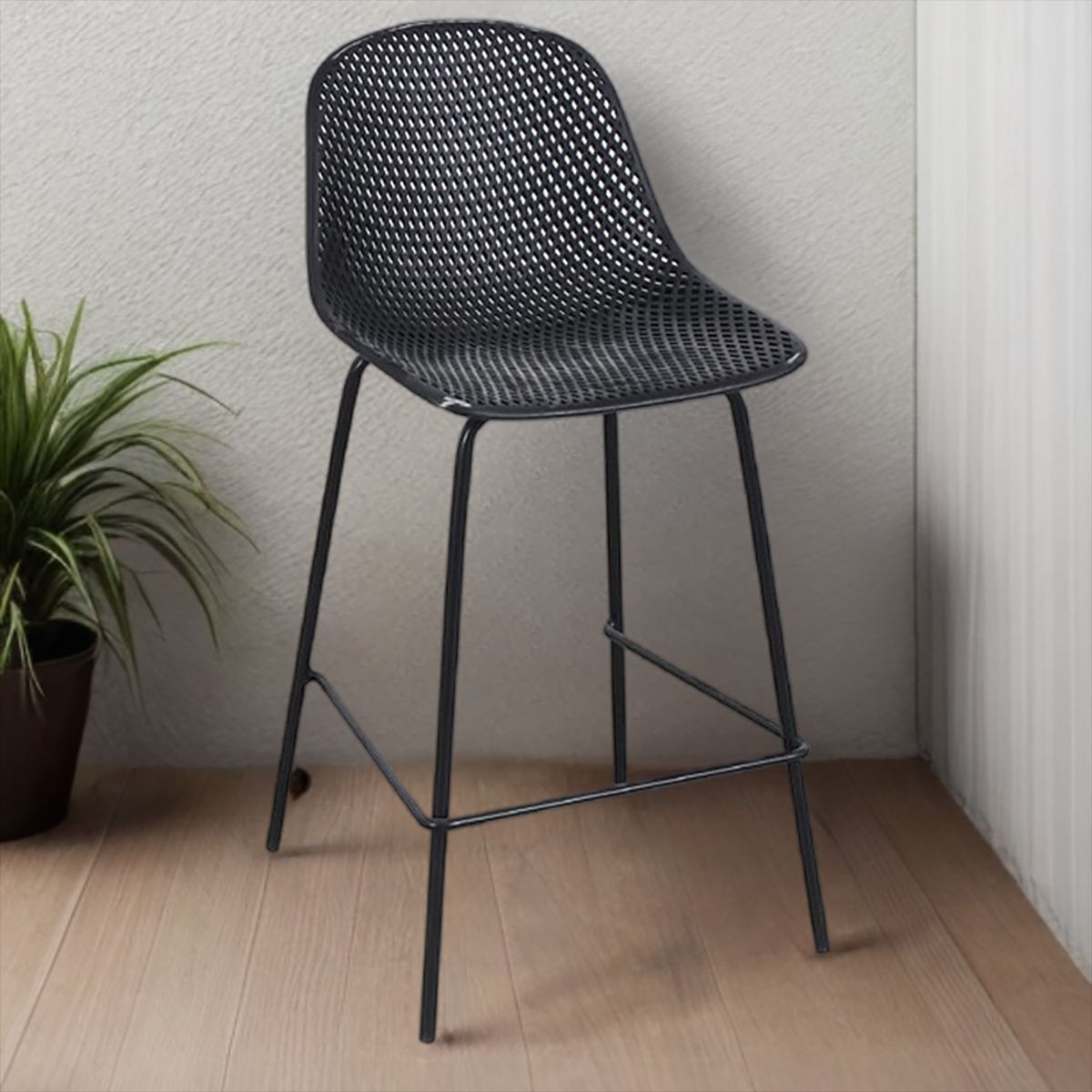 JUST HOME COLLECTION - Silla Bar Terraza Montpellier Negro 95x52x47 cm
