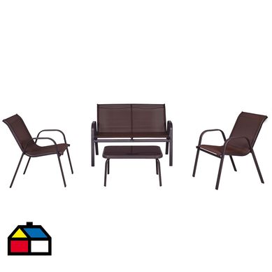 Juego de Living de Terraza Sling 4 Personas Caf Oscuro