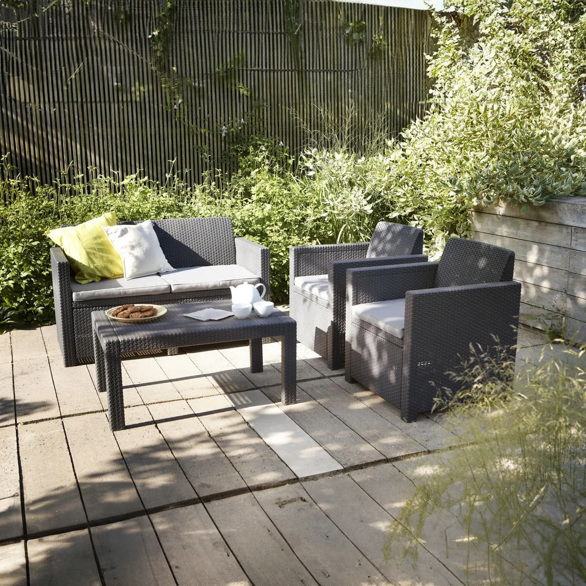 KETER - Juego de Terraza Living Merano 4 Personas Grafito