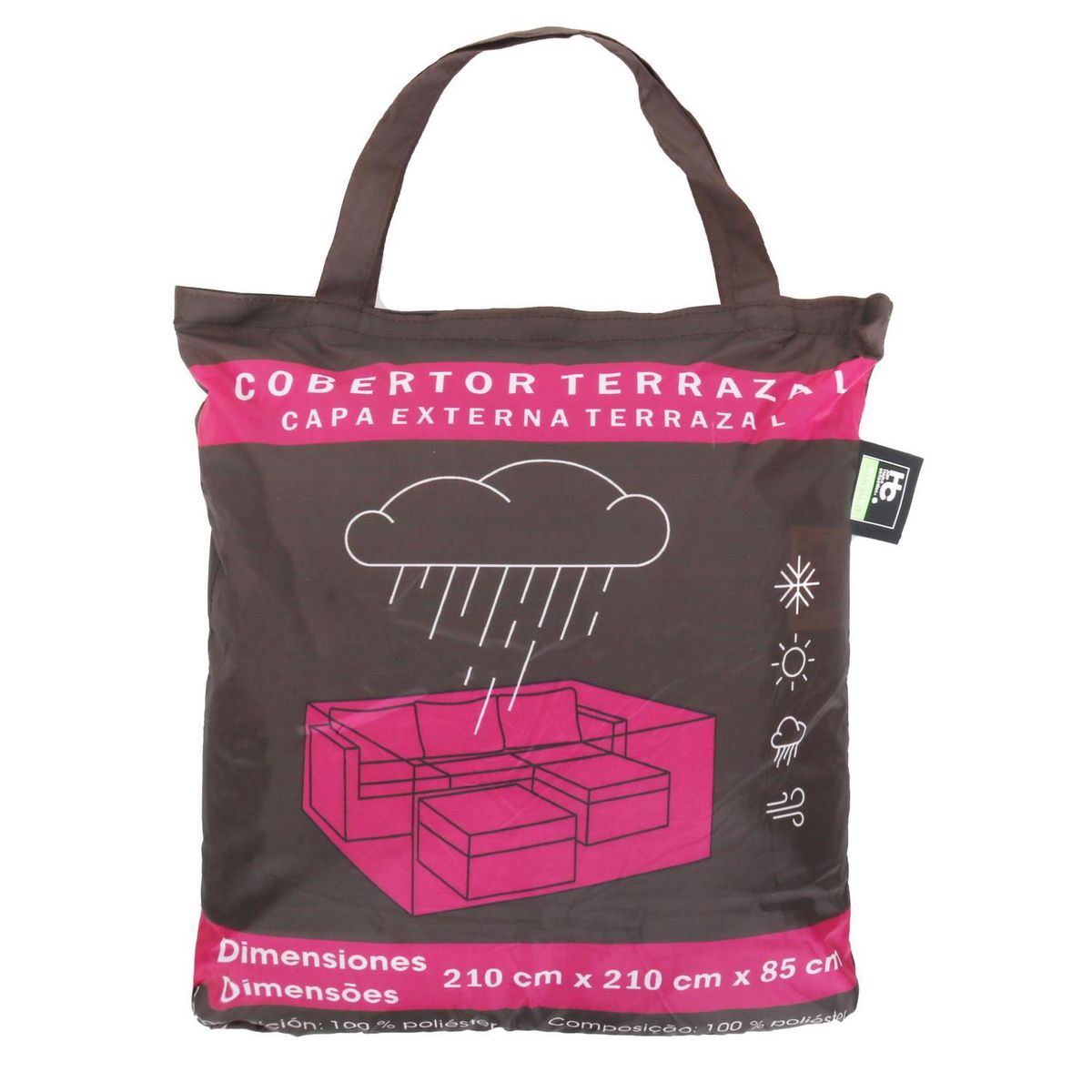 JUST HOME COLLECTION - Cobertor de Terraza L Rectangular 210x210x85 cm Poliuretano Café