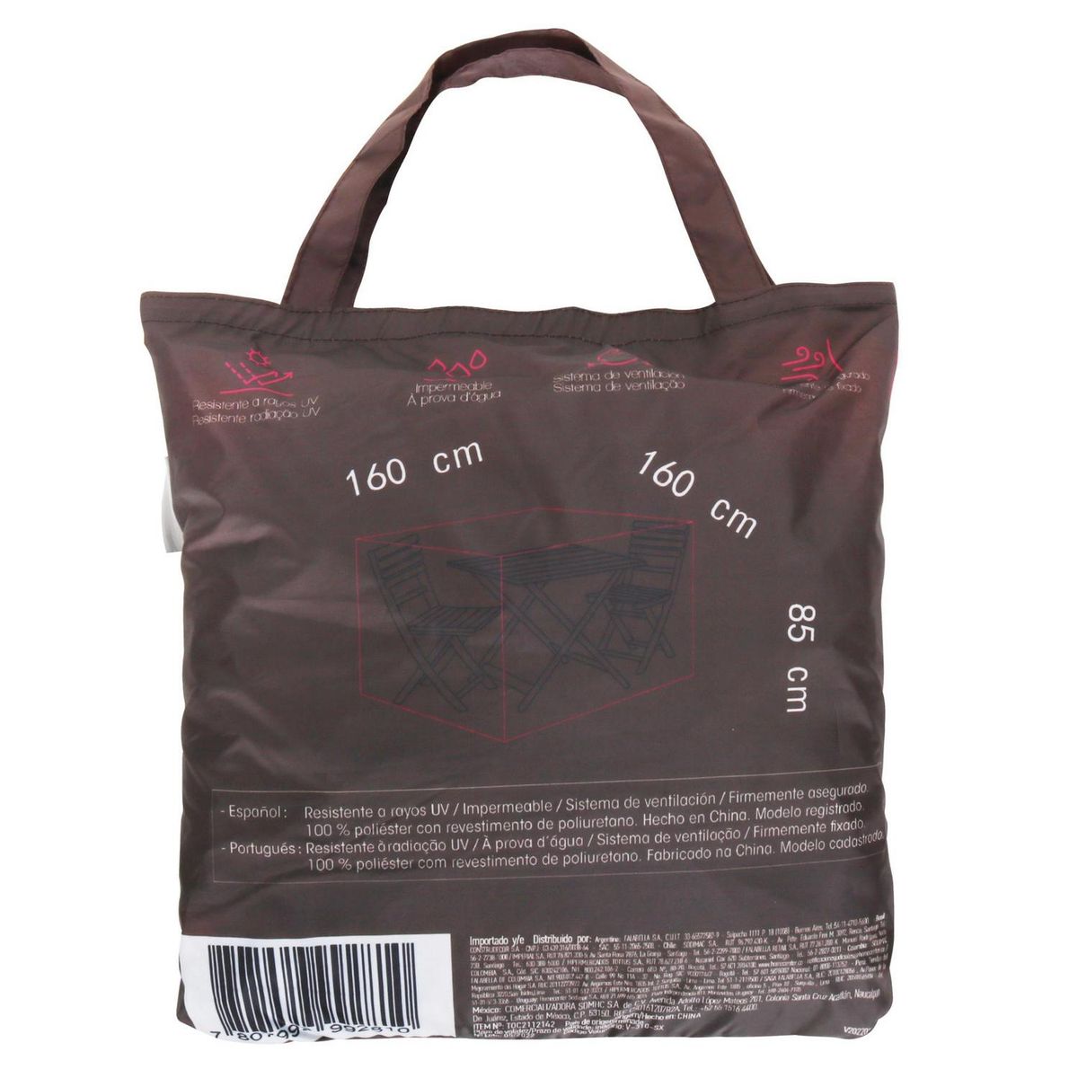 JUST HOME COLLECTION - Cobertor de Terraza XS Rectangular 160x160x85 cm Poliuretano Café