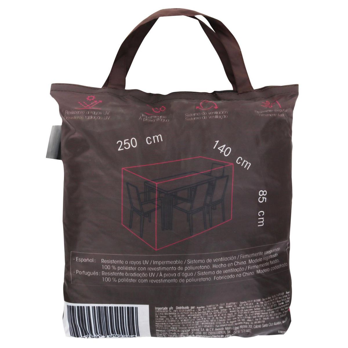 JUST HOME COLLECTION - Cobertor de Terraza M Rectangular 140x250x85 cm Poliuretano Café