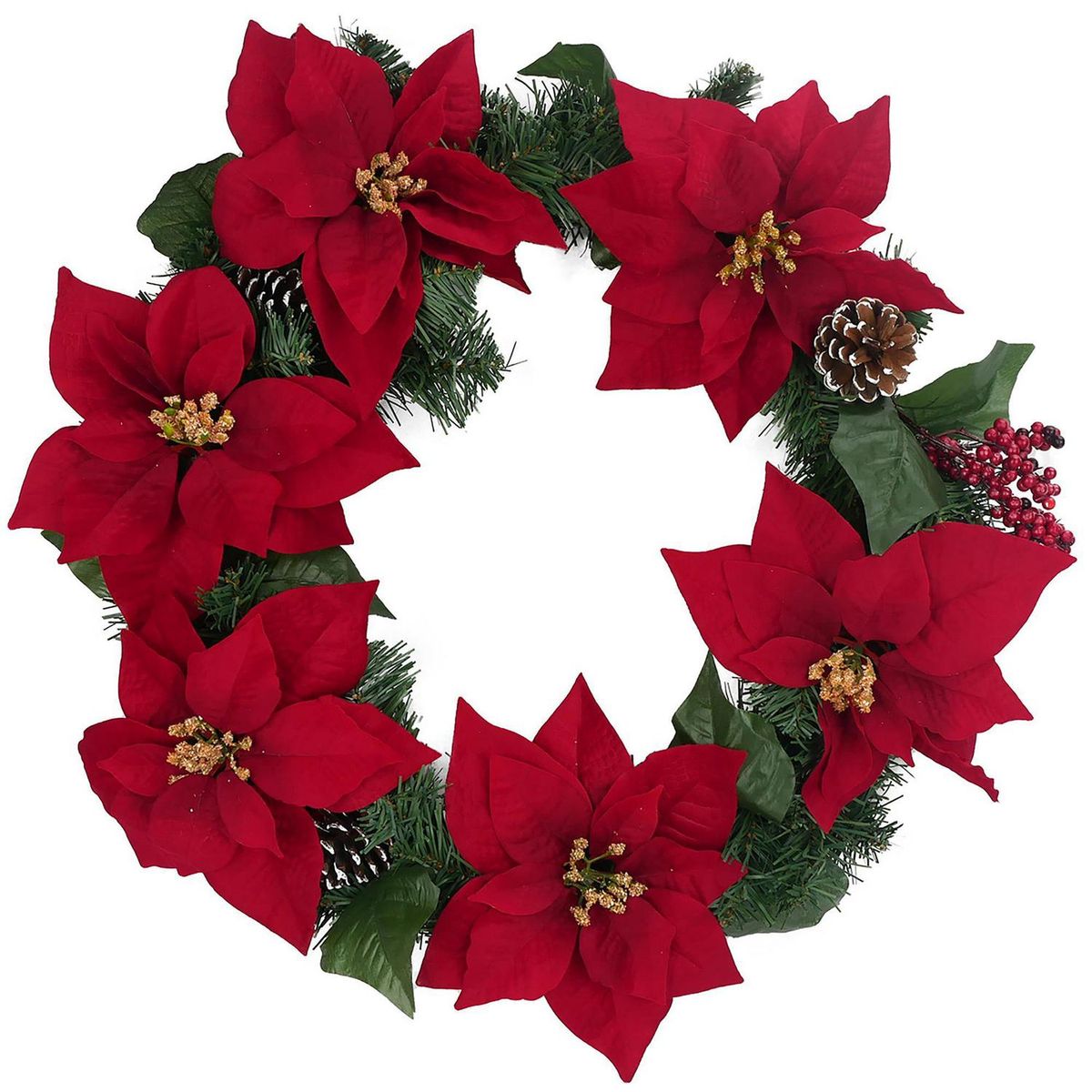 DEAR SANTA - Corona ponsettia 60 cm con led