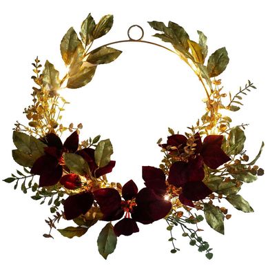 Corona 60 cm ponsettia con 20 leds