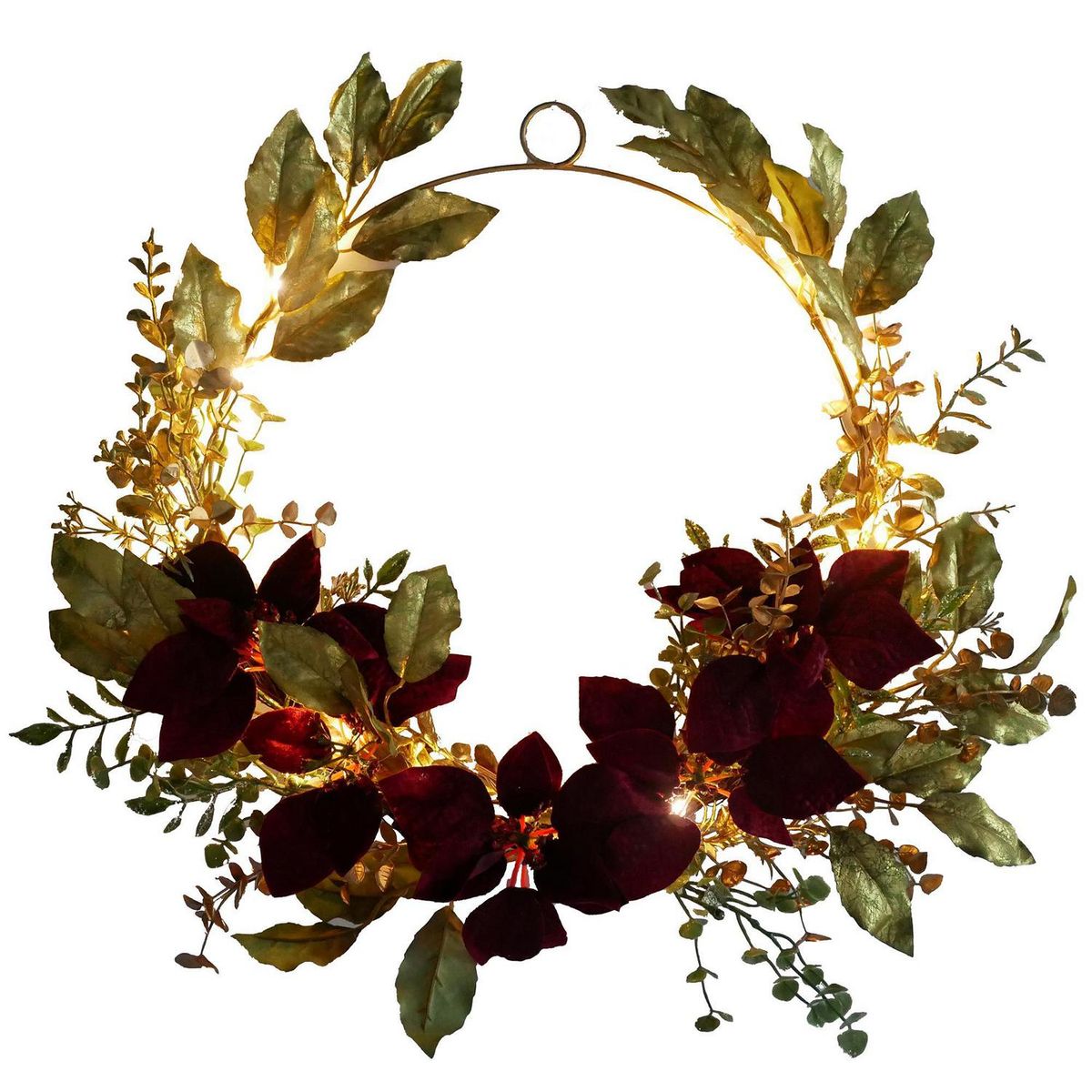 DEAR SANTA - Corona 60 cm ponsettia con 20 leds