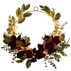 DEAR SANTA - Corona 60 cm ponsettia con 20 leds