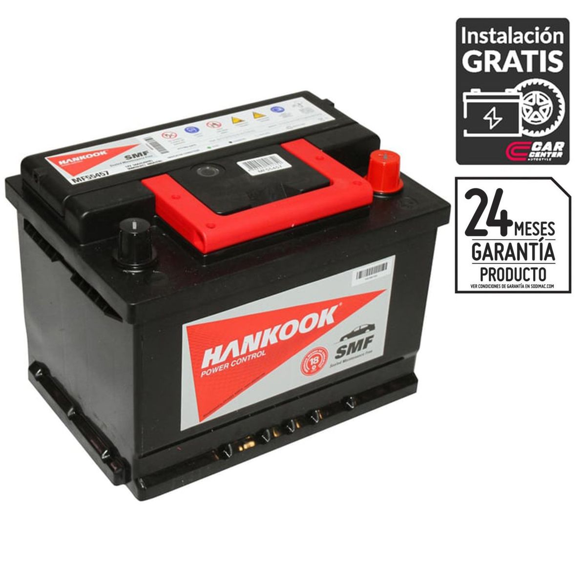 HANKOOK - Batería de Auto 54 Ah Positivo Derecho 480 CCA