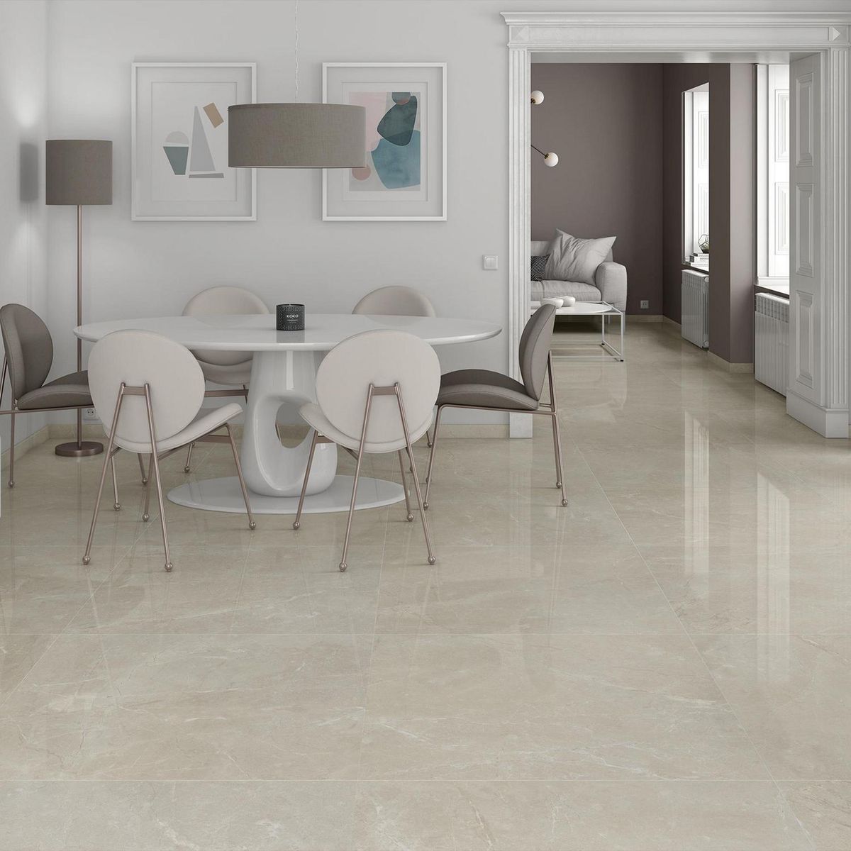 PAMESA - Porcelanato 90x90 cm Aurea Crema Crema 1.62 m2