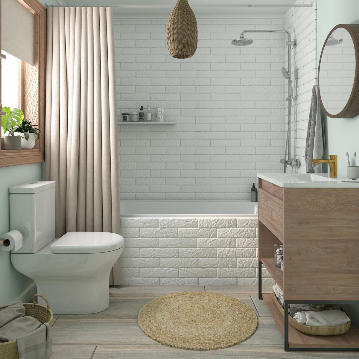 PAMESA - Porcelanato 7x28 cm Brickwall Blanco Blanco 0.53 m2