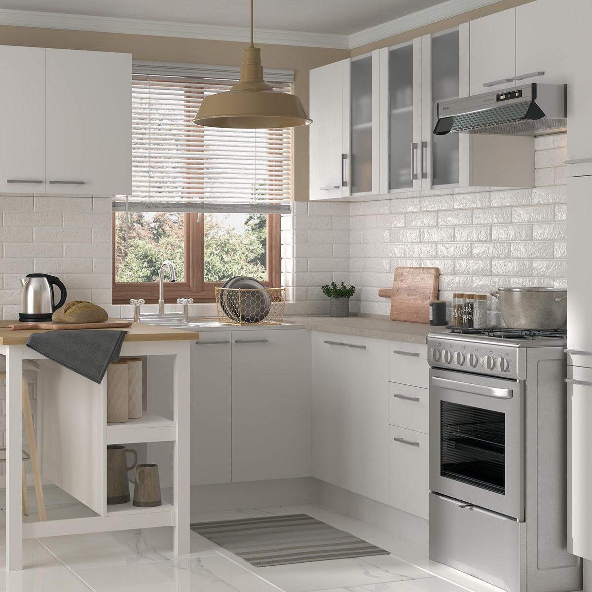 PAMESA - Porcelanato 7x28 cm Brickwall Blanco Blanco 0.53 m2