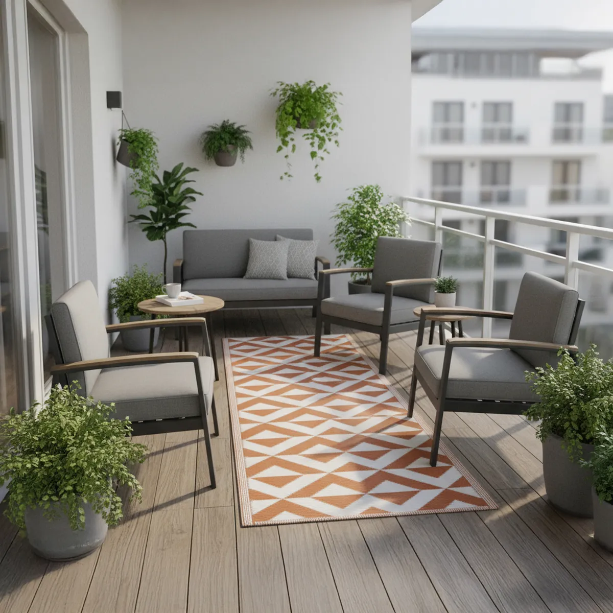 JUST HOME COLLECTION - Alfombra Terraza Etnia 80x230 cm Beige/café