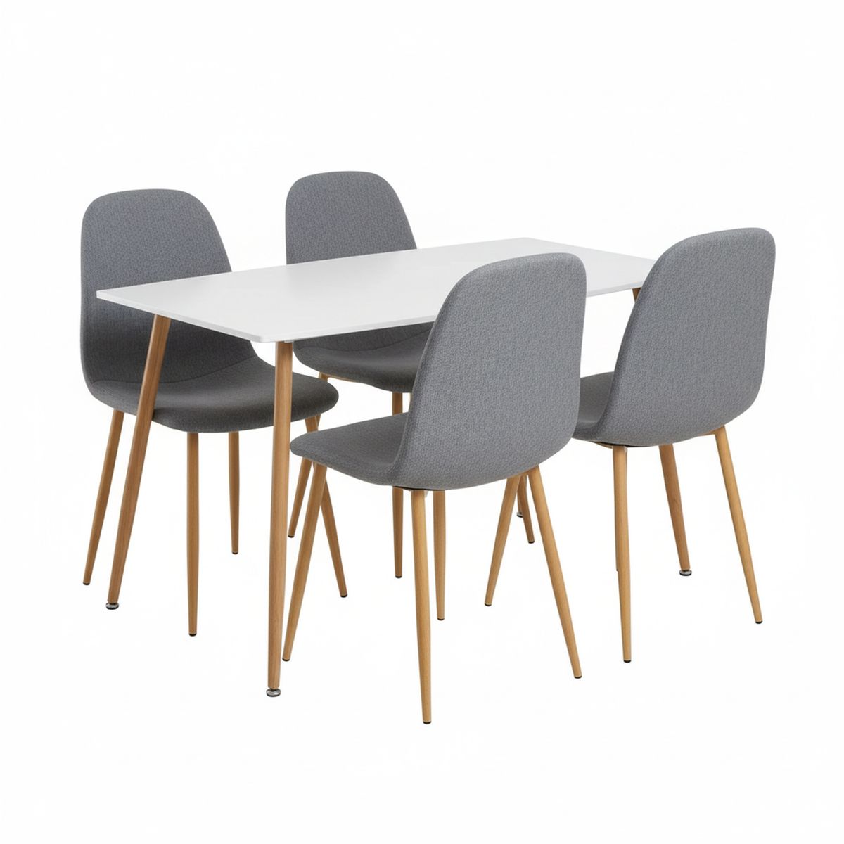 JUST HOME COLLECTION - Juego de Comedor 4 Sillas Mesa Rectangular 70x76x120 cm Blanco