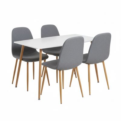 Imagen 2 del producto Juego de Comedor 4 Sillas Mesa Rectangular 70x76x120 cm Blanco