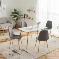 Juego de Comedor 4 Sillas Mesa Rectangular 70x76x120 cm Blanco