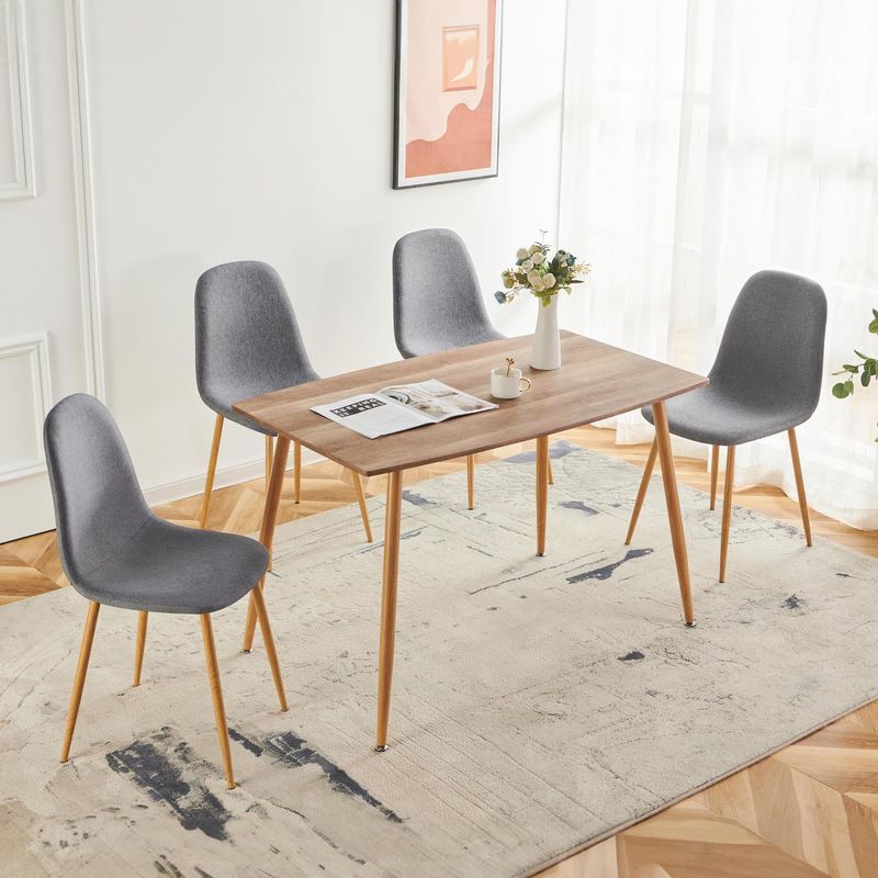 JUST HOME COLLECTION - Juego de Comedor Dominga 4 Sillas Mesa Rectangular 70x76x120 cm Café