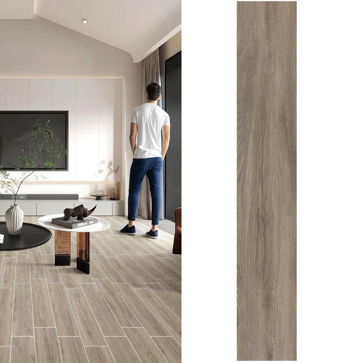 HOLZTEK - Gres Porcelánico 15x90 cm HOME LIGHT TAN Café claro 1.08 m2