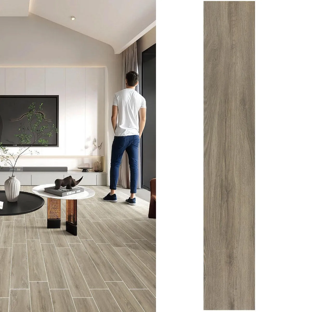 HOLZTEK - Gres Porcelánico 15x90 cm HOME LIGHT TAN Café claro 1.08 m2