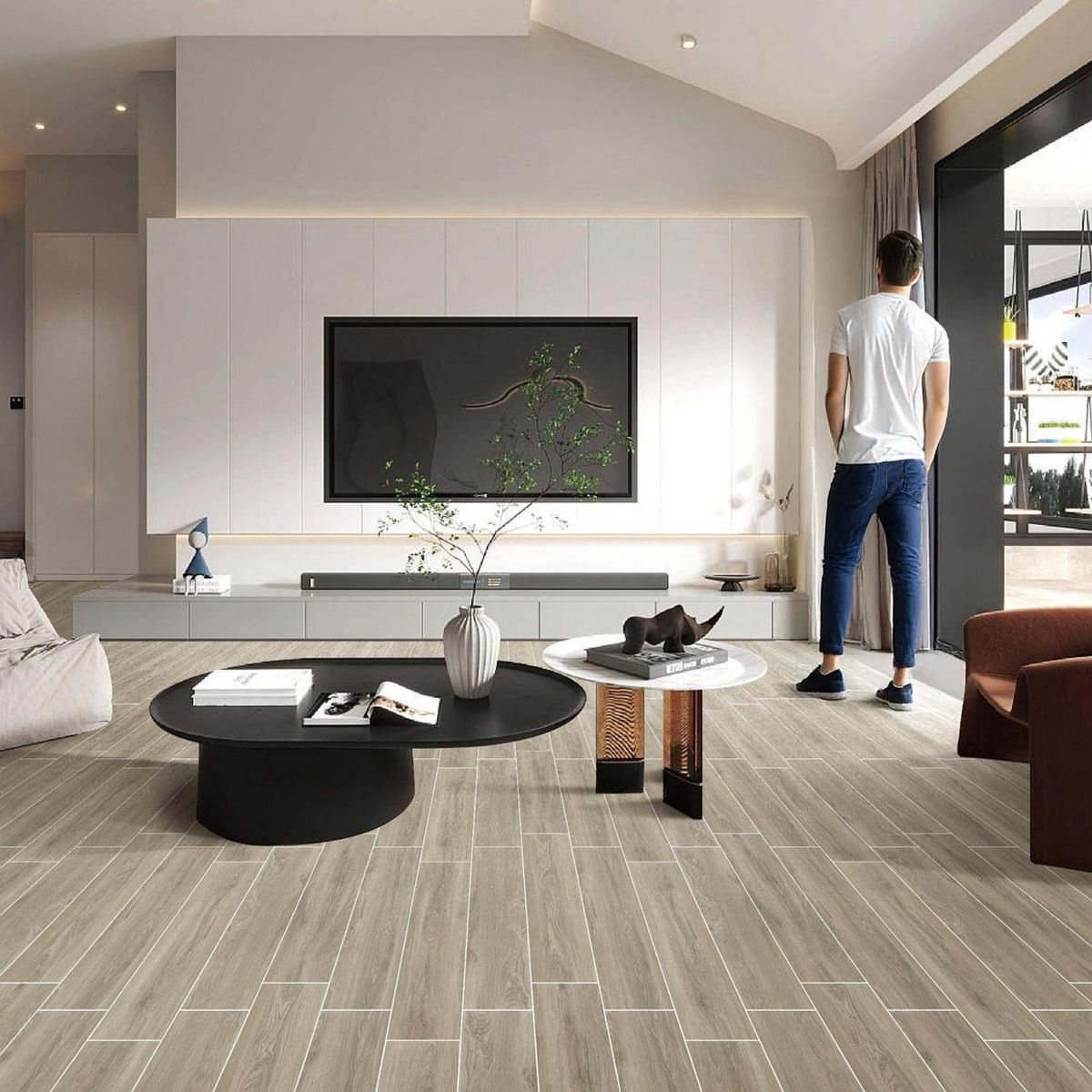 HOLZTEK - Gres Porcelánico 15x90 cm HOME LIGHT TAN Café claro 1.08 m2