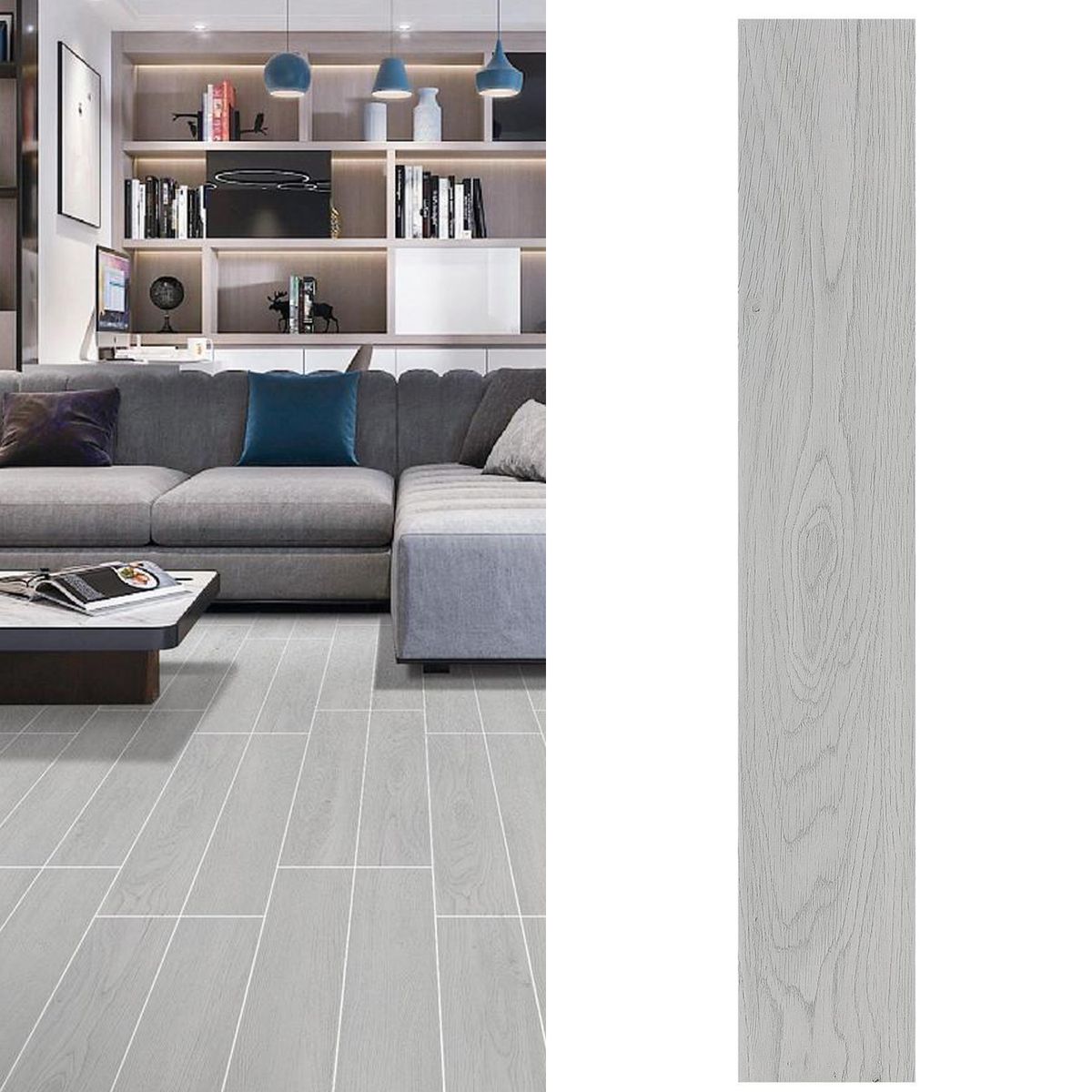 HOLZTEK - Gres Porcelánico 15x90 cm YALE LIGHT GREY Gris Claro 1.08 m2