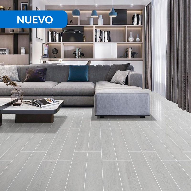 HOLZTEK - Gres Porcelánico 15x90 cm YALE LIGHT GREY Gris Claro 1.08 m2