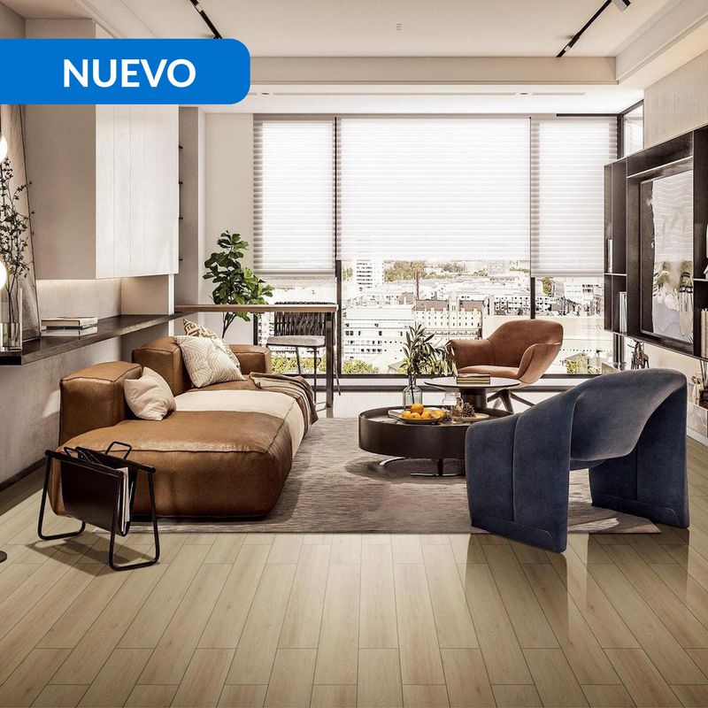 HOLZTEK - Gres Porcelánico 15x90 cm AIR LIGHT BROWN Café Claro 1.08 m2